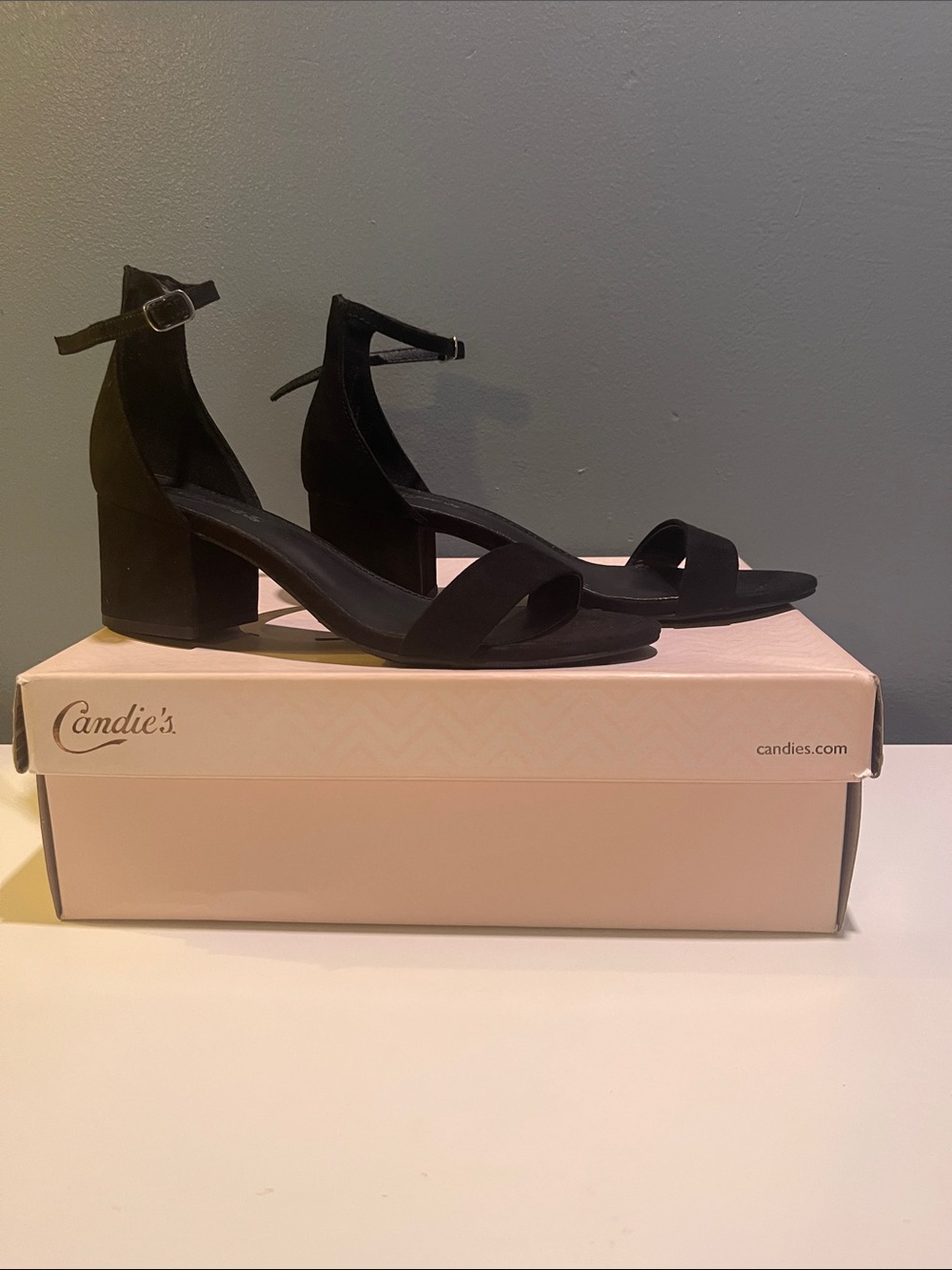 Candie's Black Ankle-Strap Block Heels